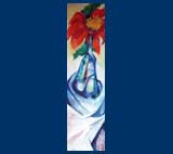 Tall Sunflower in Blue Glass