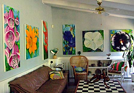 paintings on living room wall